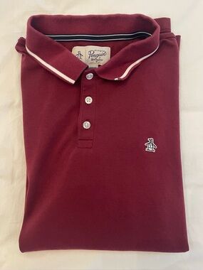 Penguin Men’s Burgundy Cotton Polo Shirt Size XL